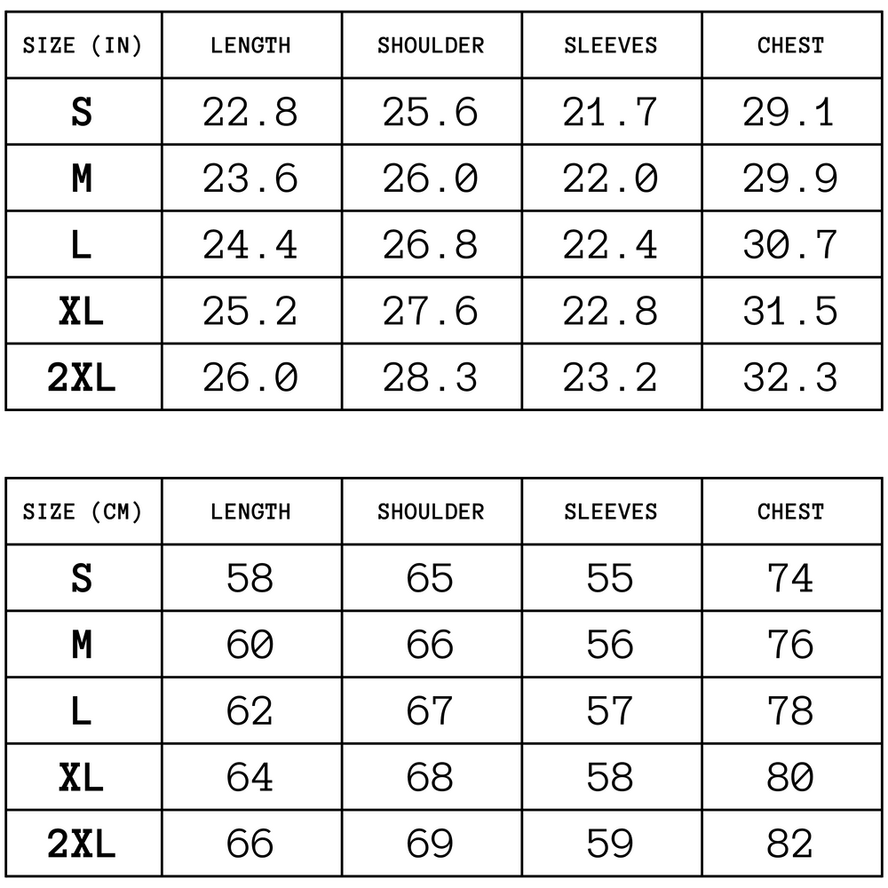 Artist's Touch Hoodie Size Chart
